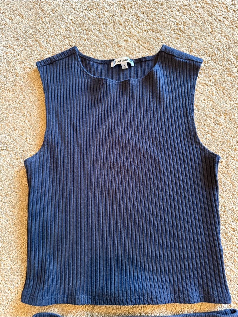 Reformation Navy Ribbed Two-Piece Skirt Set - Picture 2 of 4